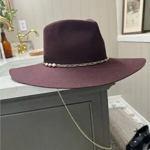 Gigi Pip Raine Wide Brim Fedora in Dark Cherry Gigi Pip Raine Wide Brim Fedora Hat in Dark Cherry | Lulu  main image 3